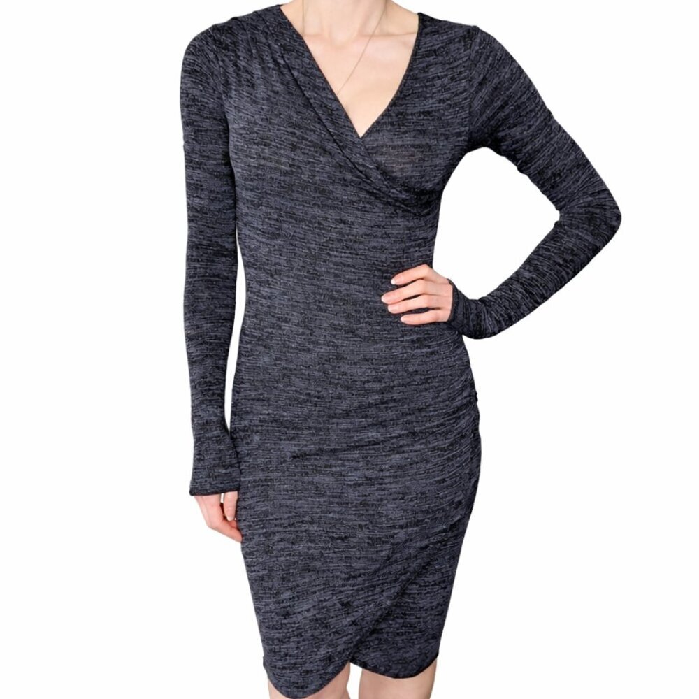 Wilfred Long Sleeve Heidi Dress Aritzia Blue Black Grey Size XXS